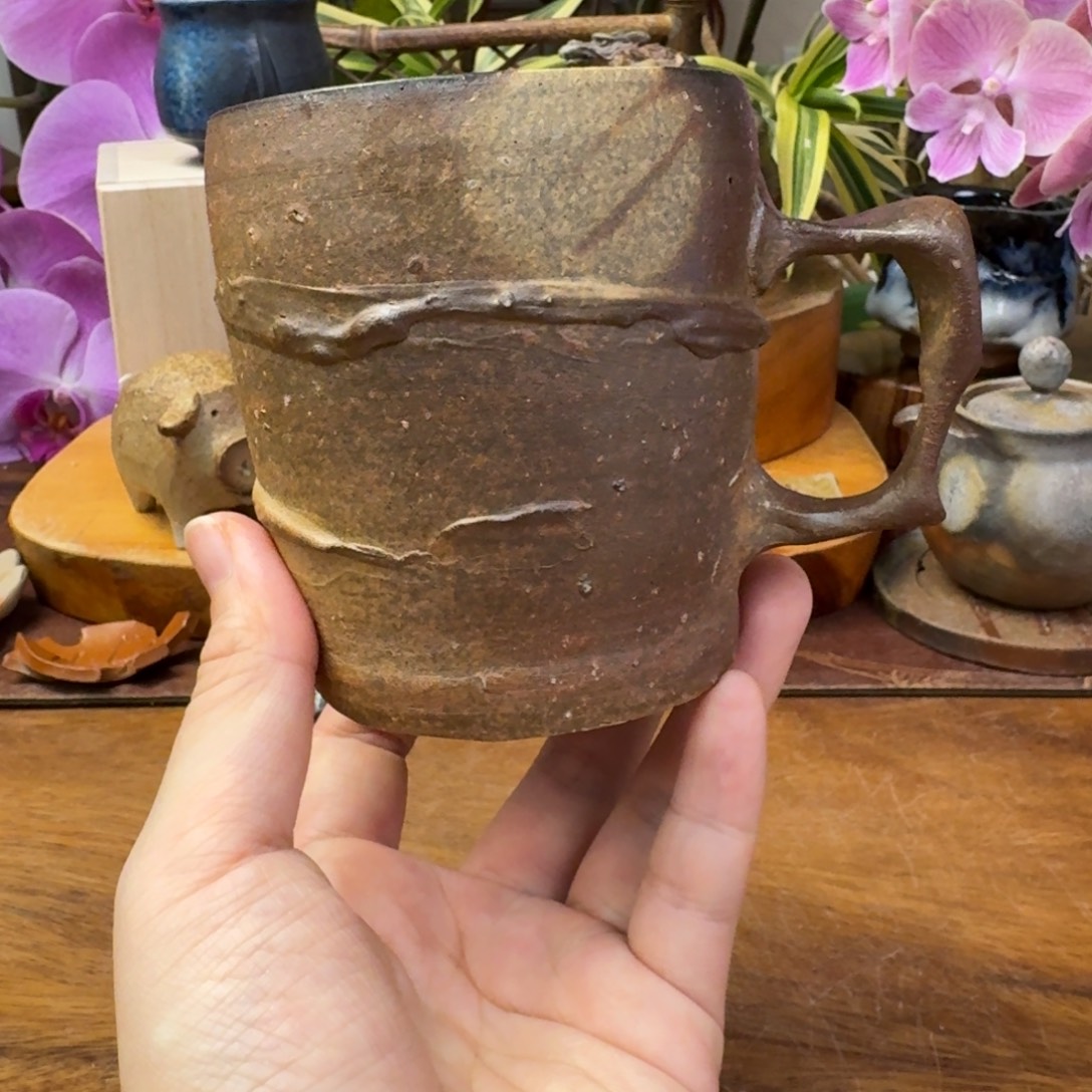 马场隆志备前烧云纹马克杯福利一口价