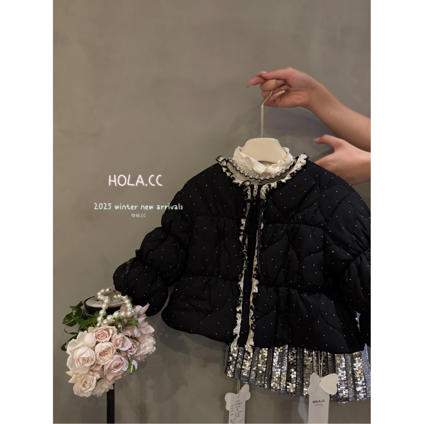 HOLA.CC·25冬~亮钻花边棉衣6638（童装汉服）烫钻会掉介意慎拍