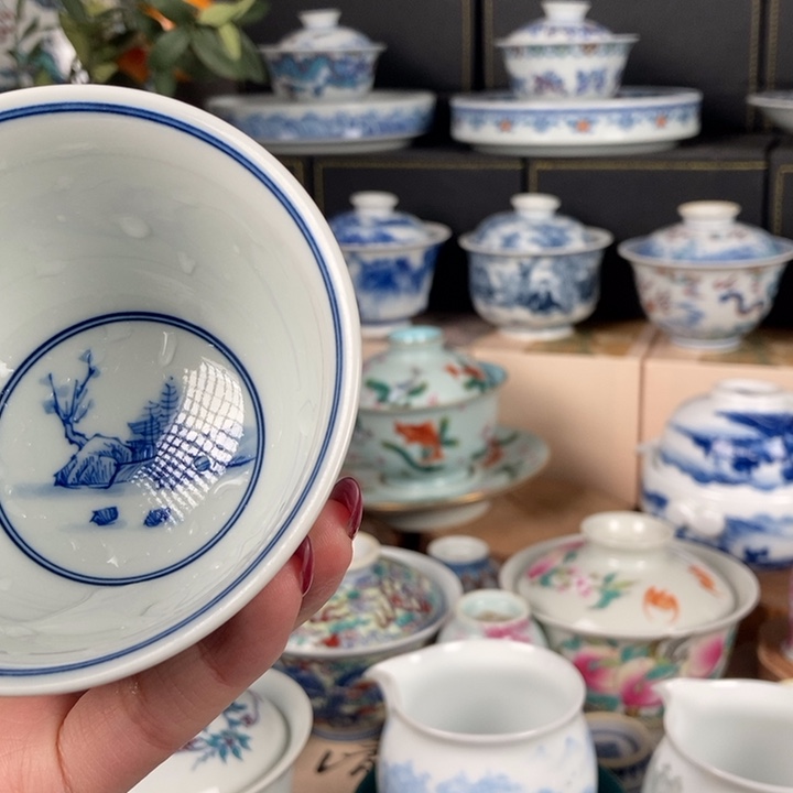 懂***得杯折葵非器手工手绘山水高足杯