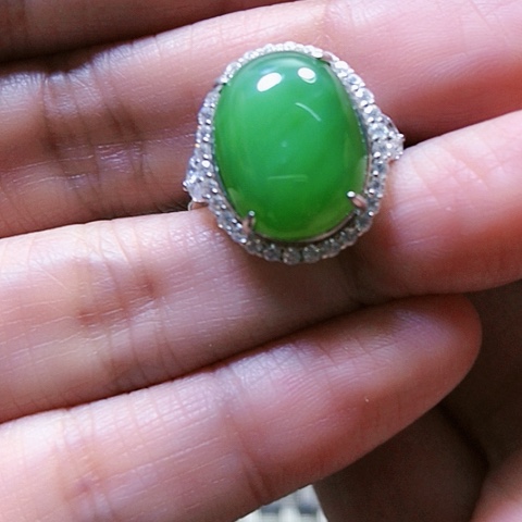 和田玉戒指银S925镶嵌