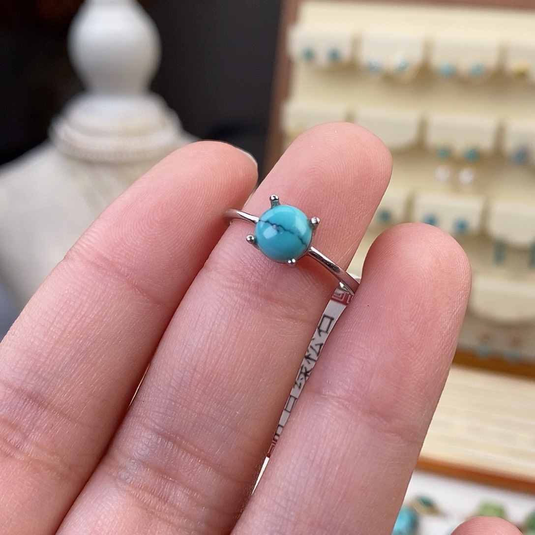 绿松石戒指银S925镶嵌