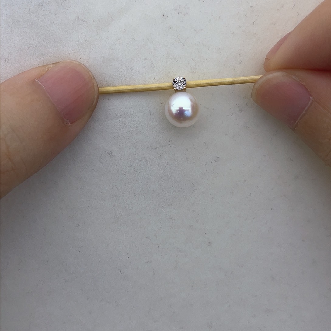 海水珍珠吊坠(赠链)18K金镶嵌7.5-8戴妃吊坠