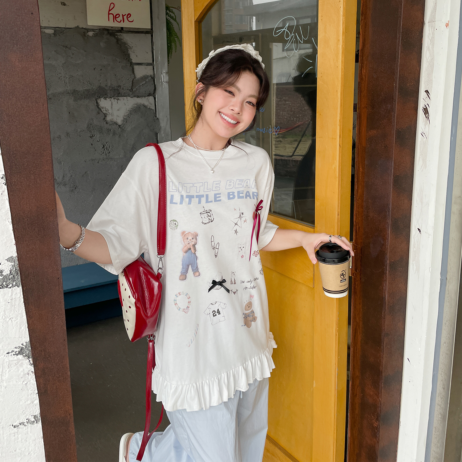 2025夏季大码女装荷叶边设计感小众绝美上衣胖mm独特超好看t恤