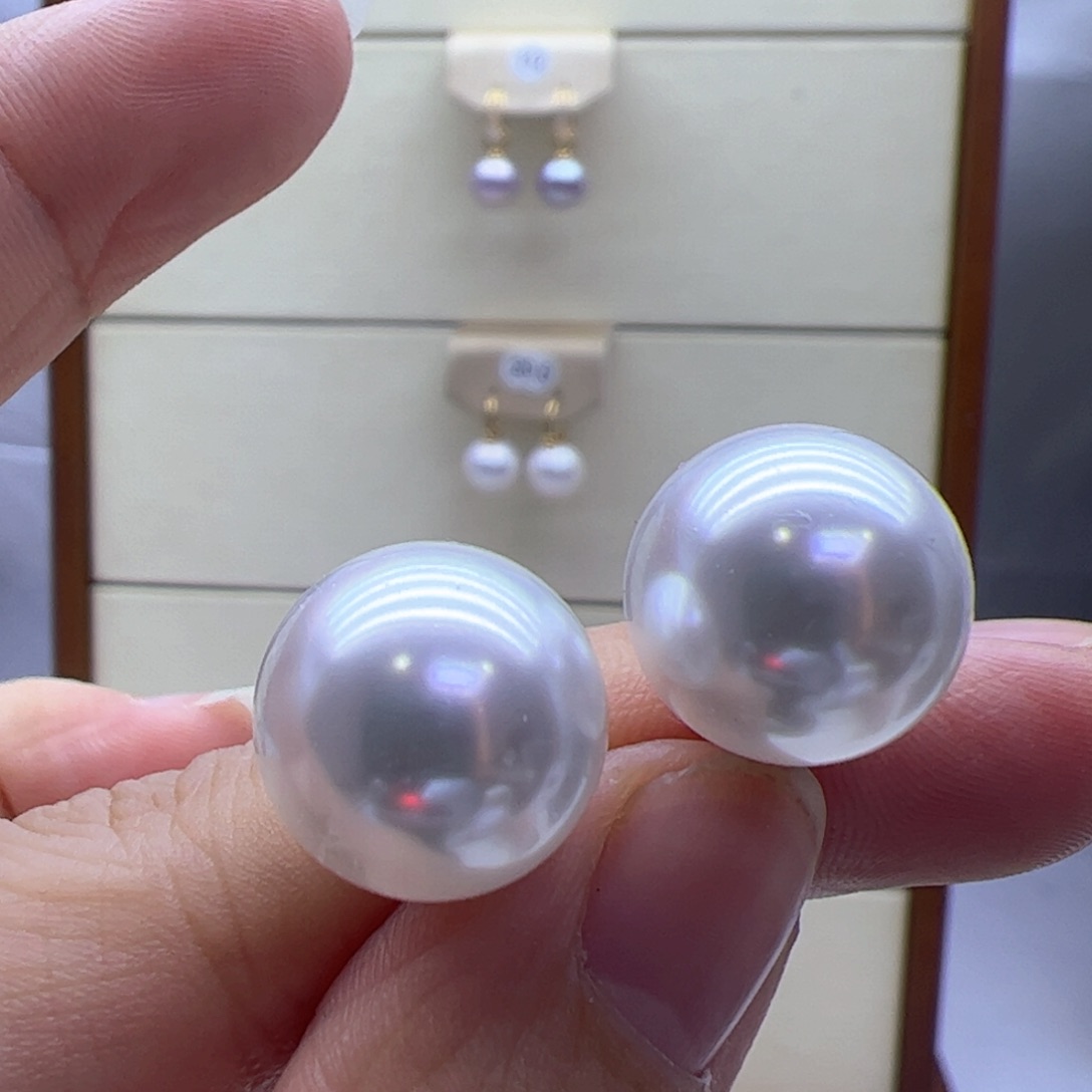 淡水珍珠耳饰银S925镶嵌
