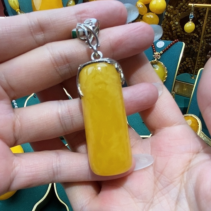 蜜蜡颈饰银S925镶嵌欧式