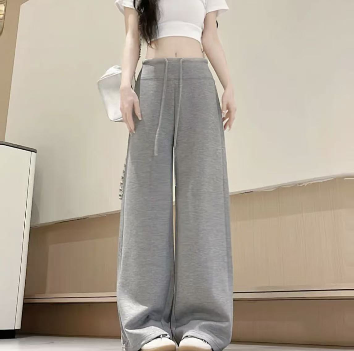 12521高腰直筒显瘦休闲运动裤