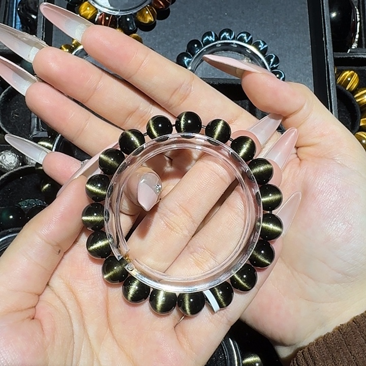 星***海黑曜岩未镶嵌手链