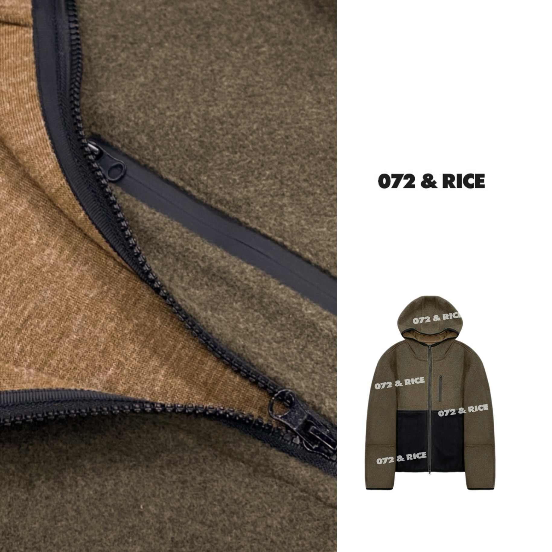 072 & RICE【绿精灵】秋冬休闲连帽拉链长袖外套 31W204Z FF12