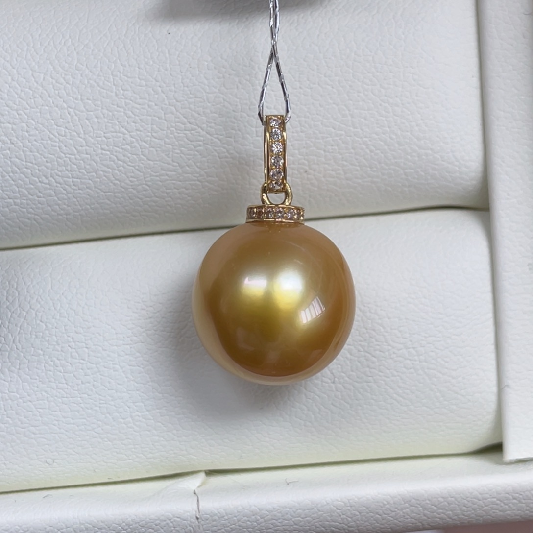 吊坠(不含链)18K金镶嵌海水珍珠13.9mm