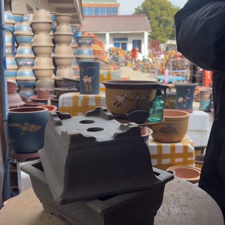 紫砂宜兴紫砂花盆花盆26+26刻绘马槽