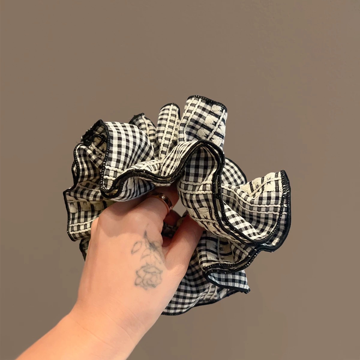 马尾复古皮筋发绳见详情头绳可爱发带布艺格子头饰女性发圈  22