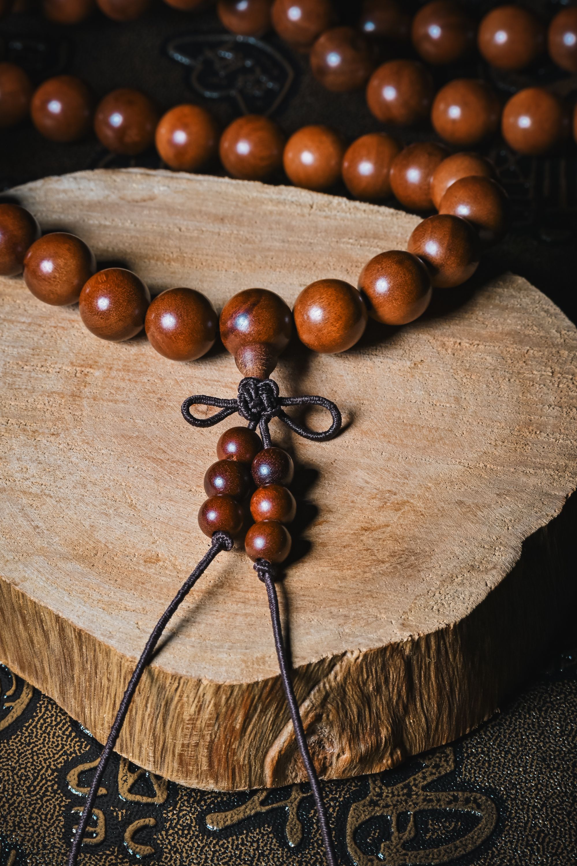 枣木108颗流珠念珠手串文玩枣木手串