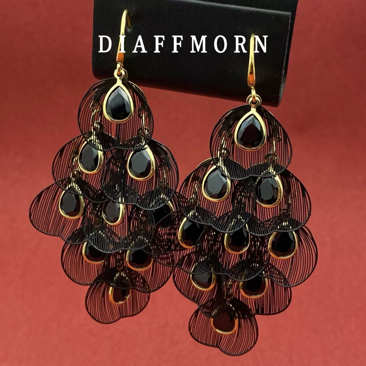 铜合金合成锆石耳饰 YM《小步舞曲》 超精致气质百搭大气镂空耳环