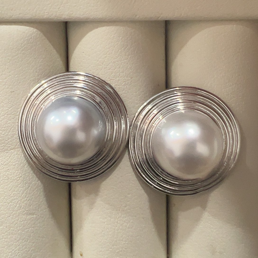 海水珍珠耳饰银S925镶嵌