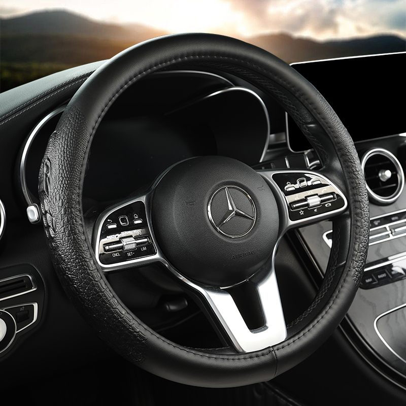 权豹   拼接真皮汽车方向盘套 库存处理