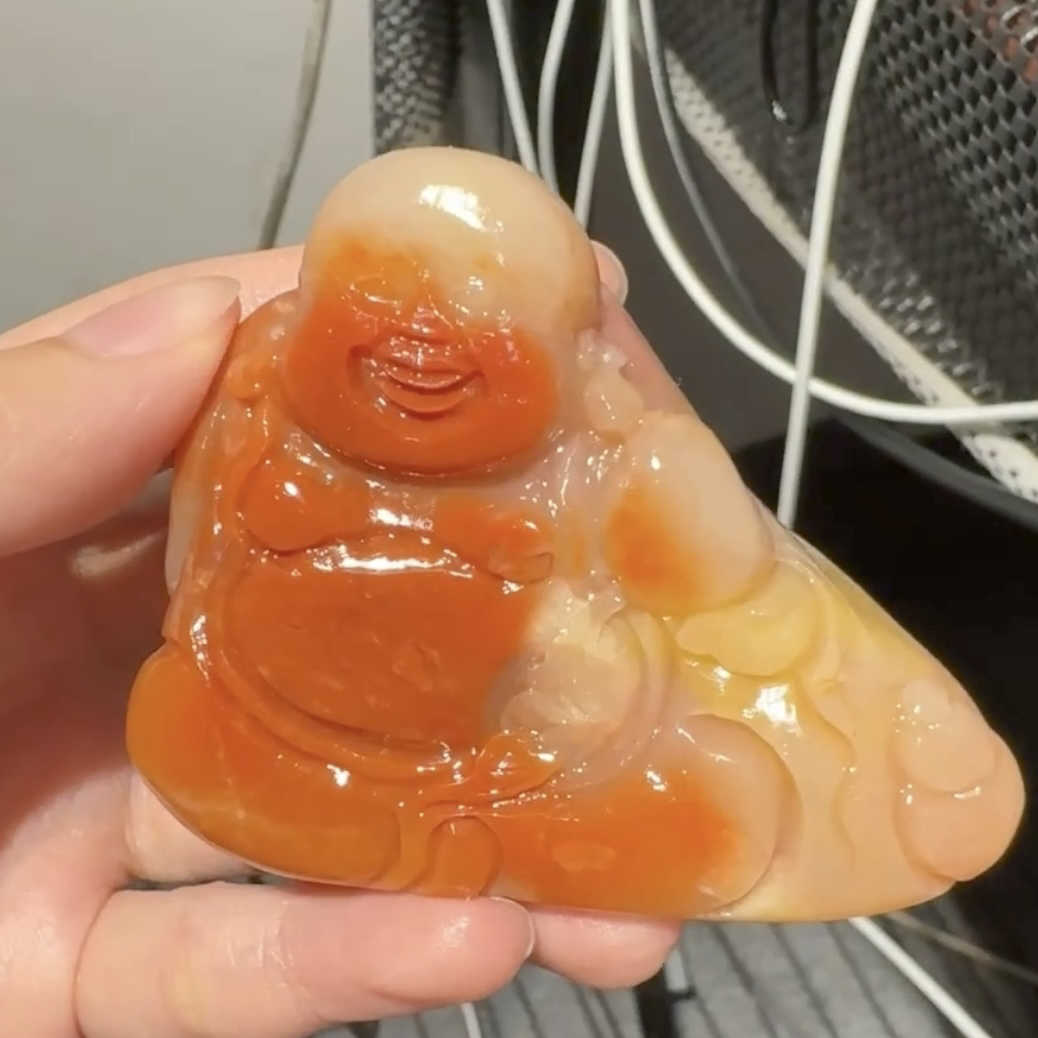 寿山石/弥勒手把件。尺寸5.5-6.5-4厘米