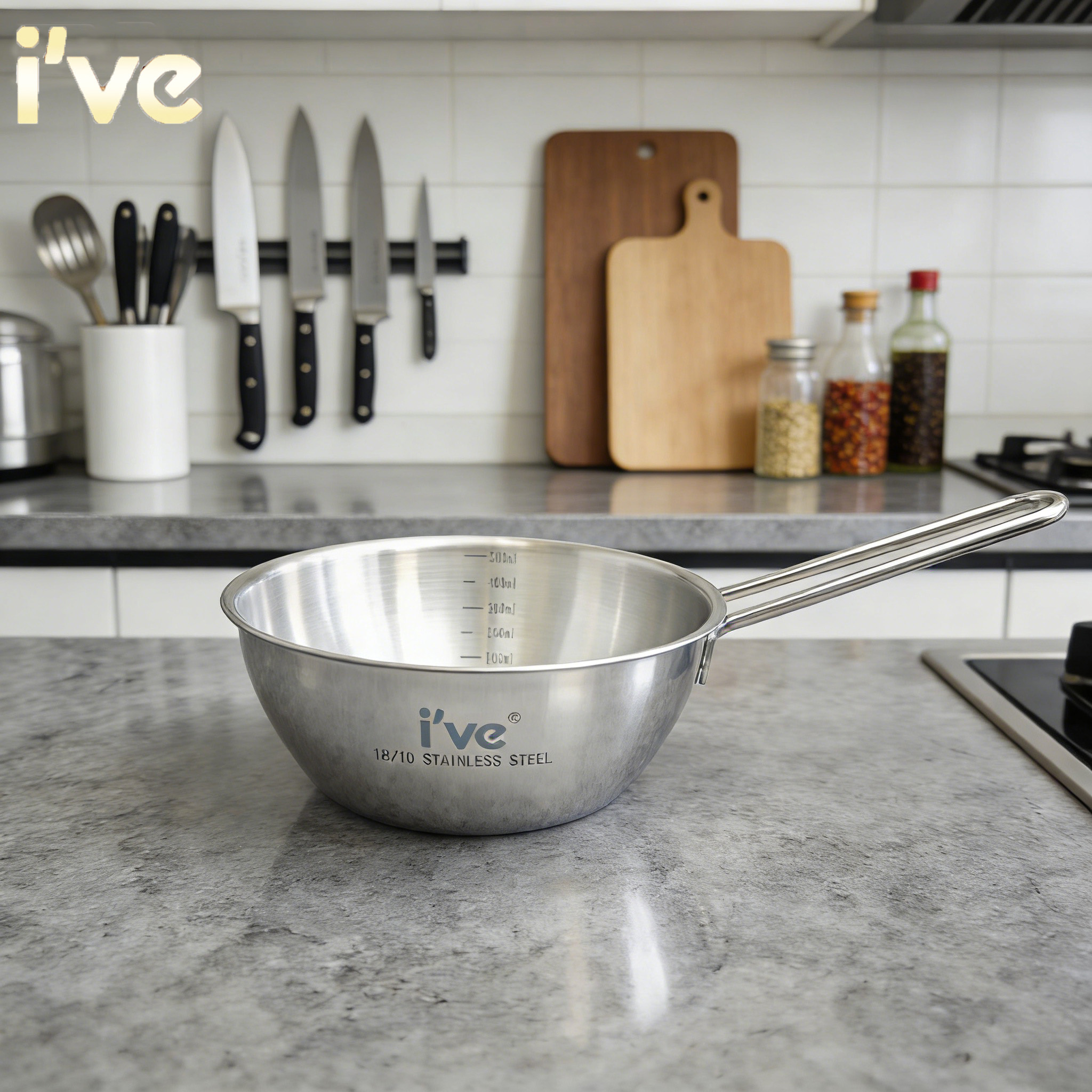 德国ive 18/10食品级不锈钢超厚米酒碗厨房调料碗带把手料理碗