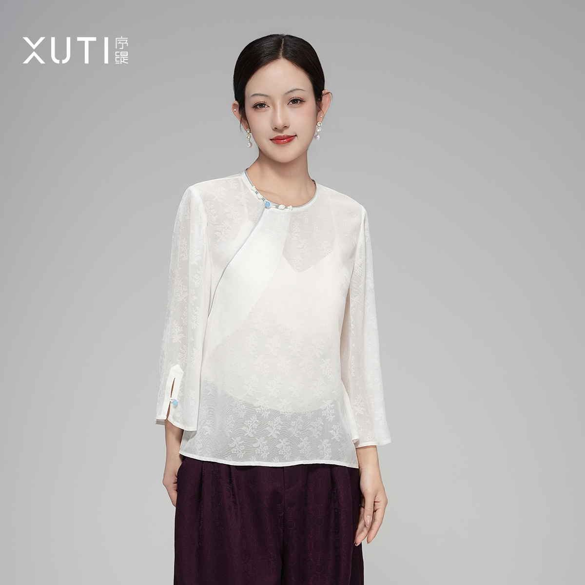序缇『云中君』夏季新款复古国风新中式女装桑蚕丝上衣H260-15711