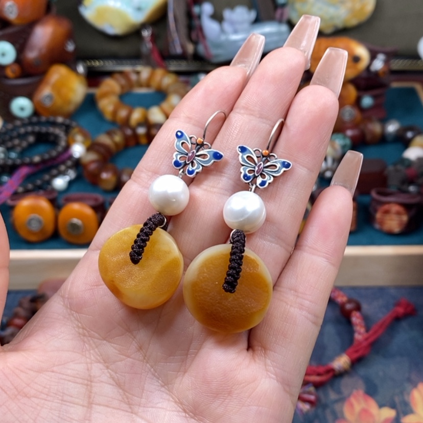 【闪购商品】蜜蜡耳饰未镶嵌耳环