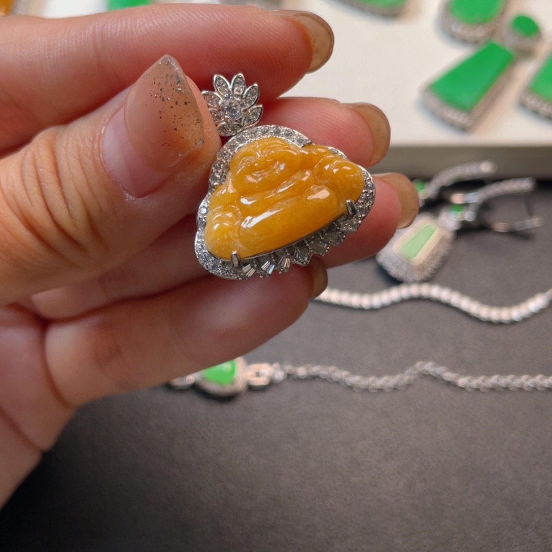 翡翠吊坠(不含链)银S925镶嵌