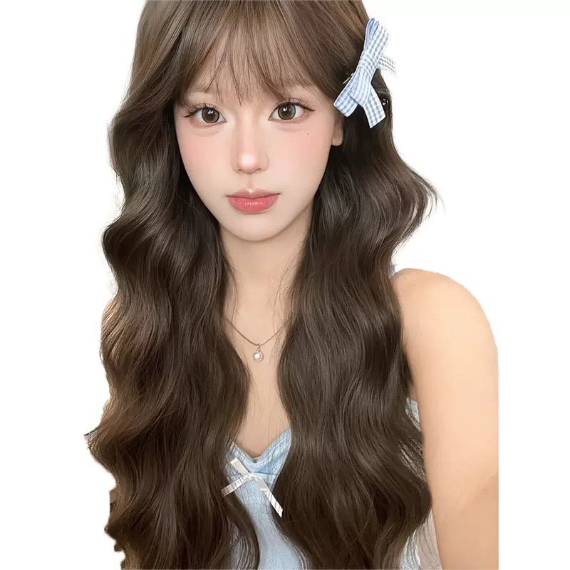 长卷发逼真韩系刘海蛋卷高马尾假发全头套式高马尾假发