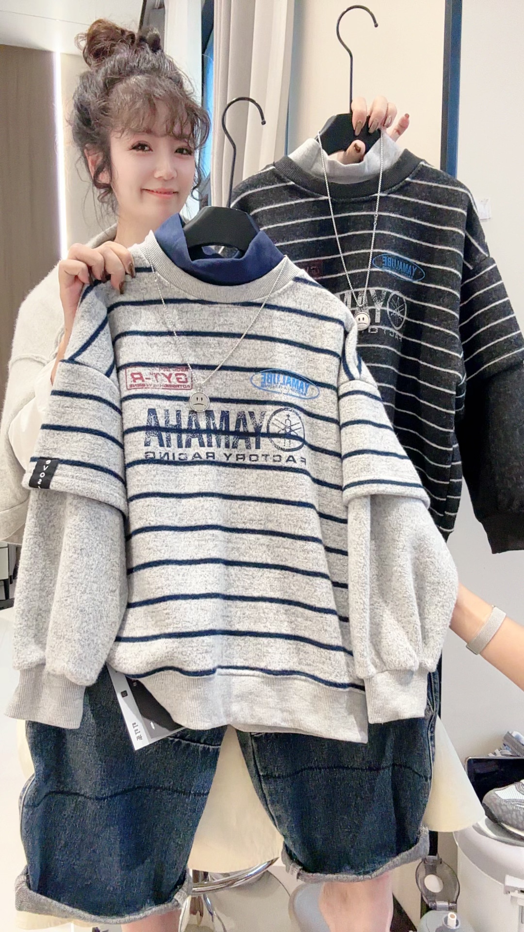 【奢彩棉加绒】秋冬款儿童韩版加厚一体绒休闲卫衣2025新款假两件