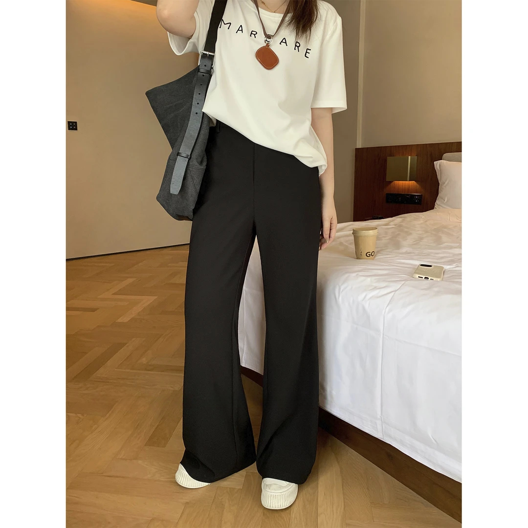 【升级版瘦瘦裤】黑色显瘦休闲裤微喇叭长裤女 