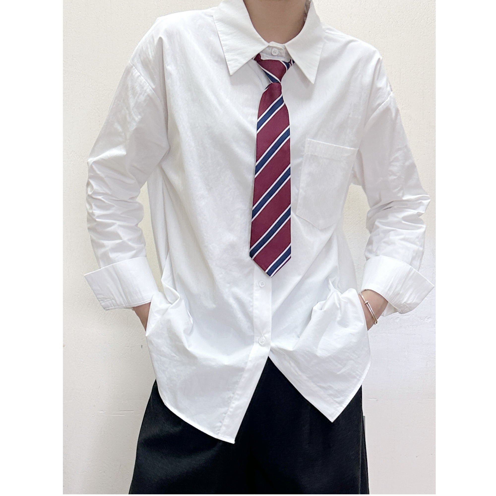 「城市感解构白衬衫」极简垂坠感宽松上衣 女夏季薄款外搭设计衬衫