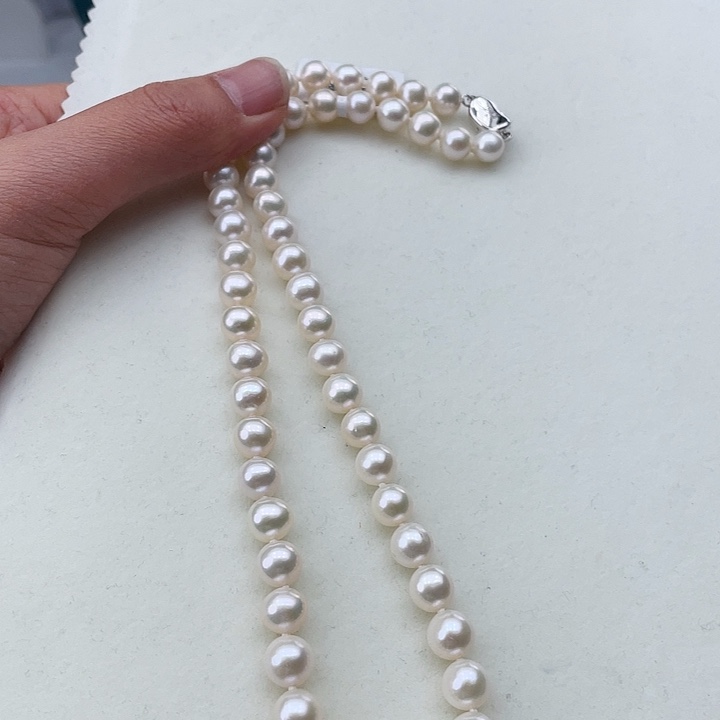 淡水珍珠颈饰银S925镶嵌卡8极光炫彩高品