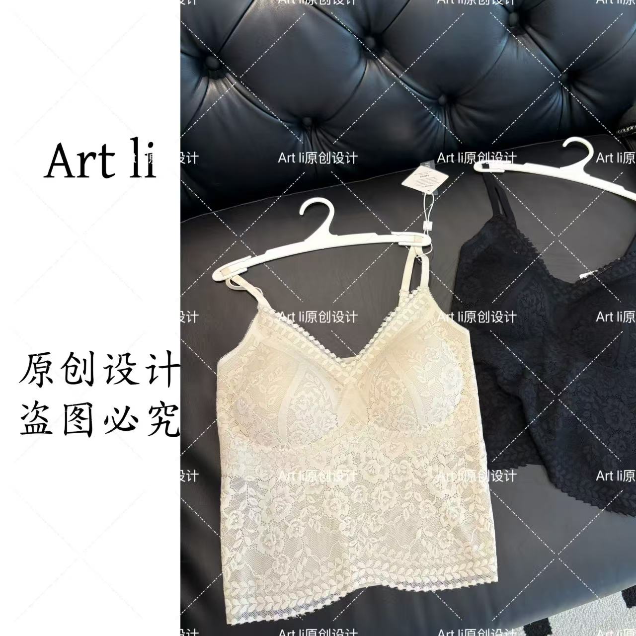 Art li性感蕾丝百搭纯色修身型吊带背心网红气质设计师镂空9011