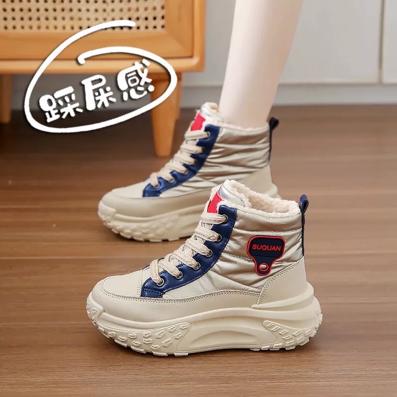 【真皮防水】加绒加厚高帮棉鞋女2025冬季外穿软底防滑短筒雪地靴