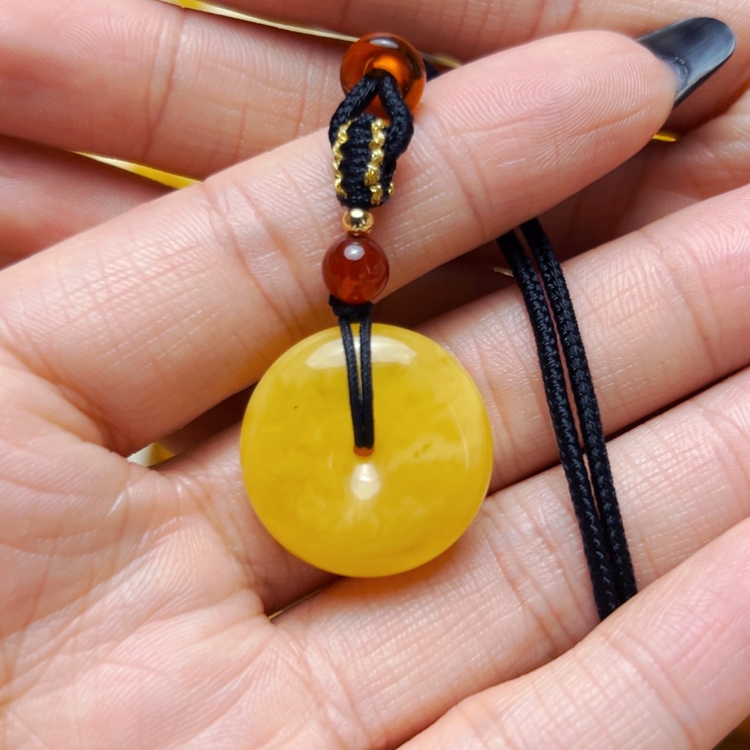 未镶嵌蜜蜡裸石23mm福利微瑕平安扣项链 