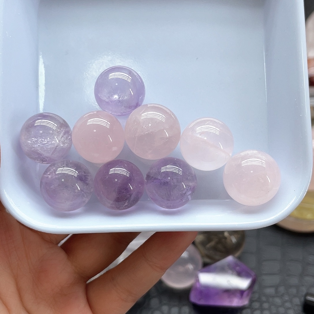 未镶嵌珠宝半成品水晶83粉晶紫晶单株组合卡1.8mm