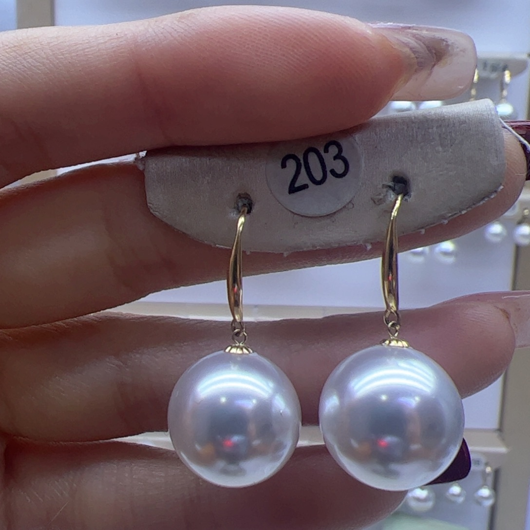 淡水珍珠耳饰18K金镶嵌
