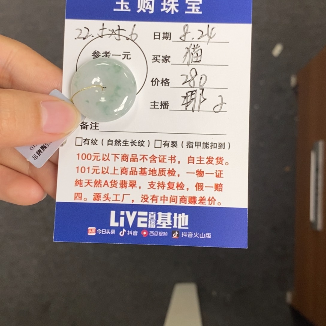 颈饰未镶嵌翡翠猫平安扣