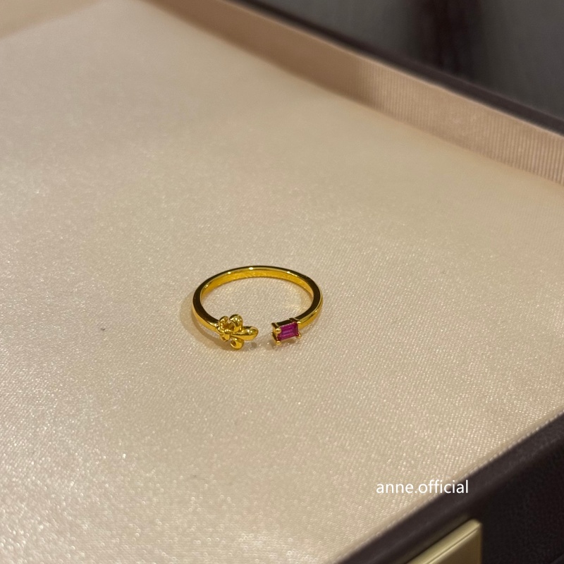 铜合金戒指 指尖一抹红鸢尾花精致戒指【J387】