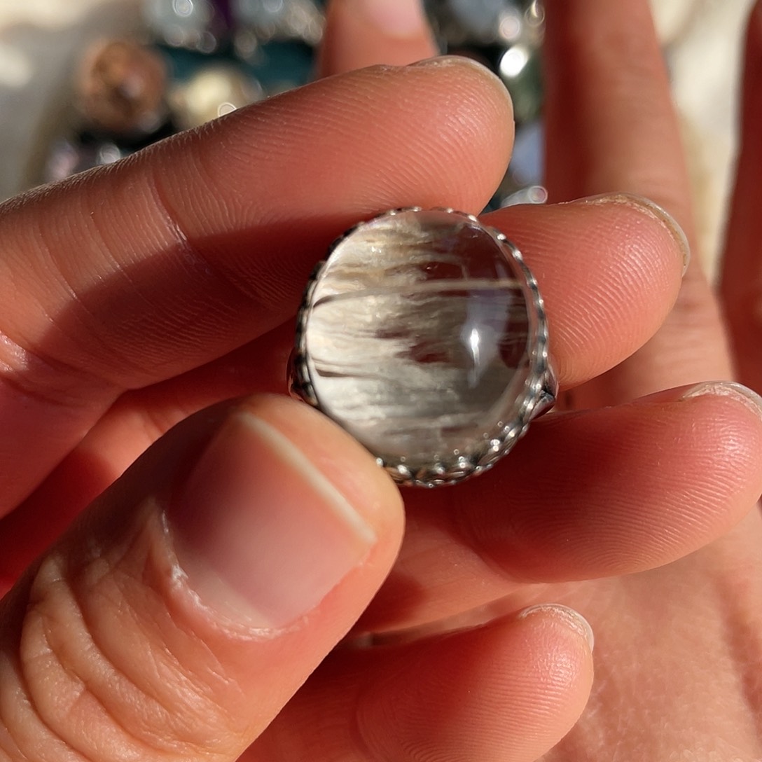 【闪购商品】银S925镶嵌珠宝半成品水晶戒指