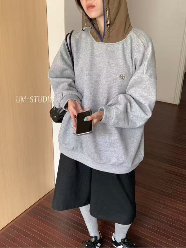 UM#619288#撞色连帽长袖卫衣 FL