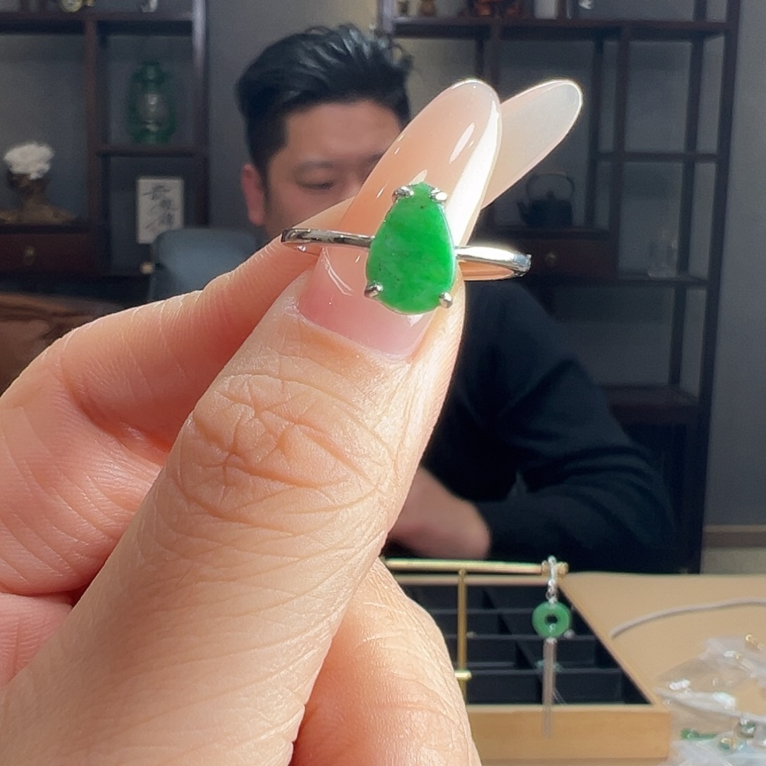 翡翠银S925镶嵌戒指戒指55