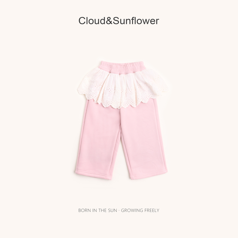 【云朵小葵】女童冬季新款纯色小熊蕾丝屁帘休闲裤1114708