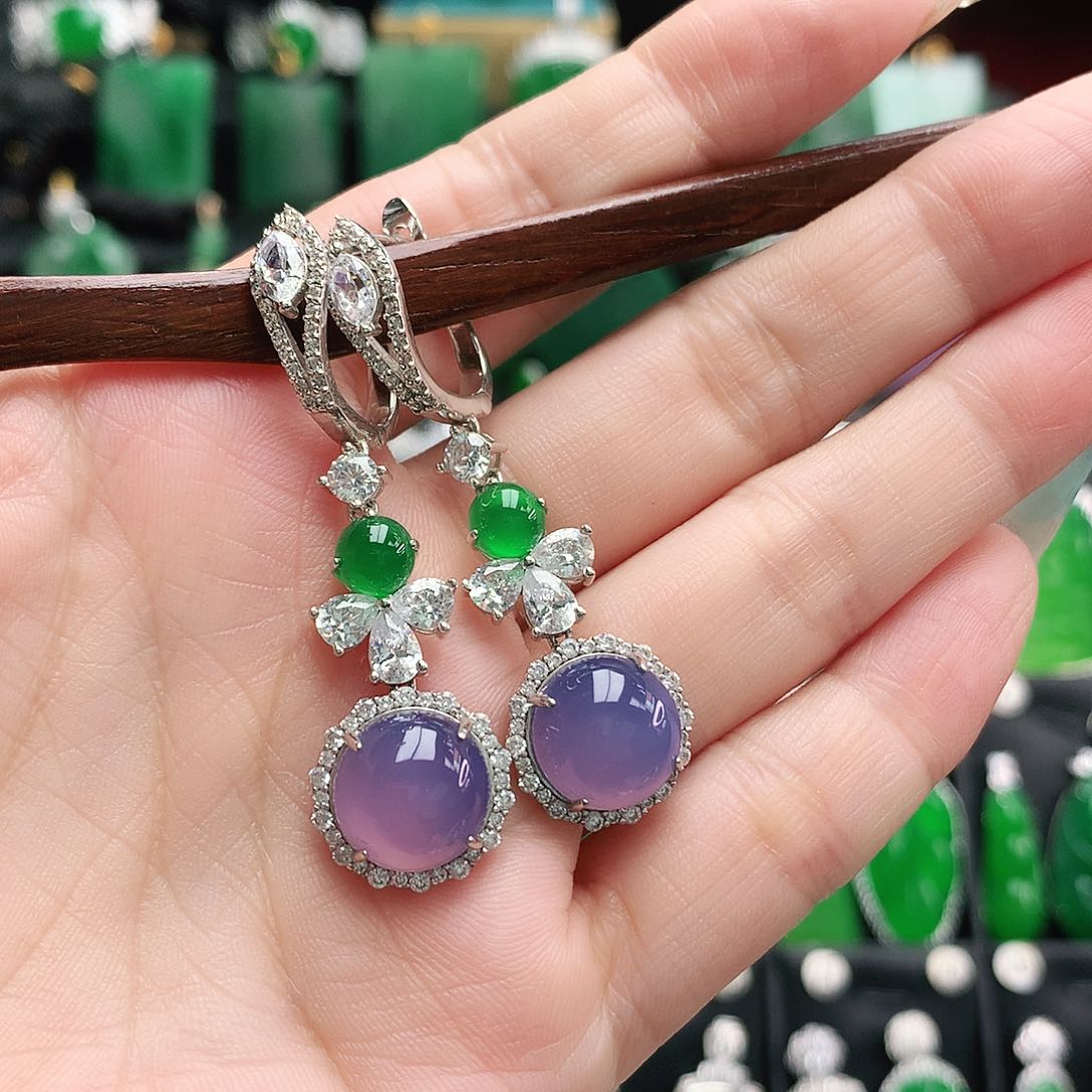 玛瑙/玉髓耳环银S925镶嵌