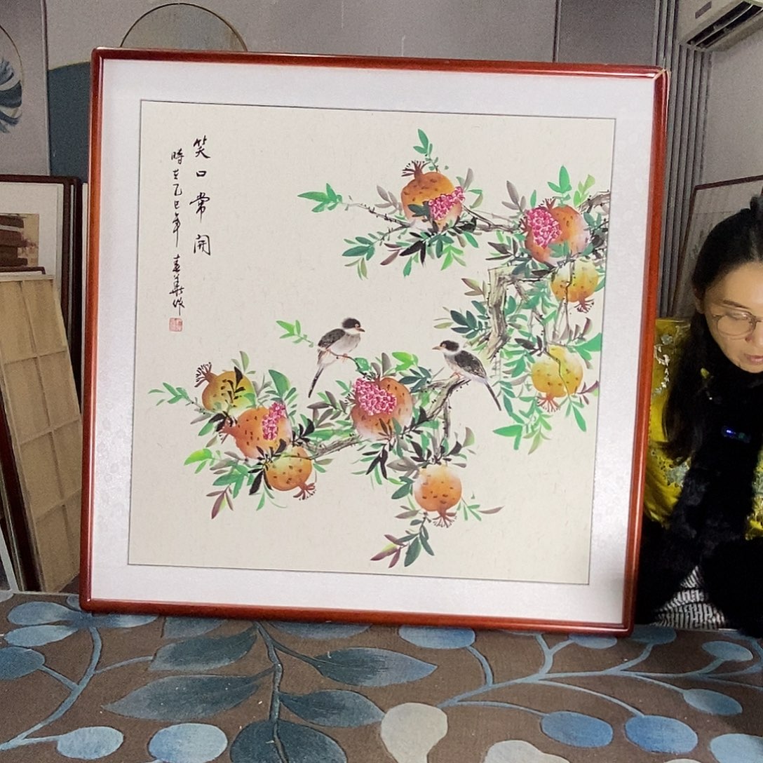 国画82✖️82厘米带框包邮国画作品