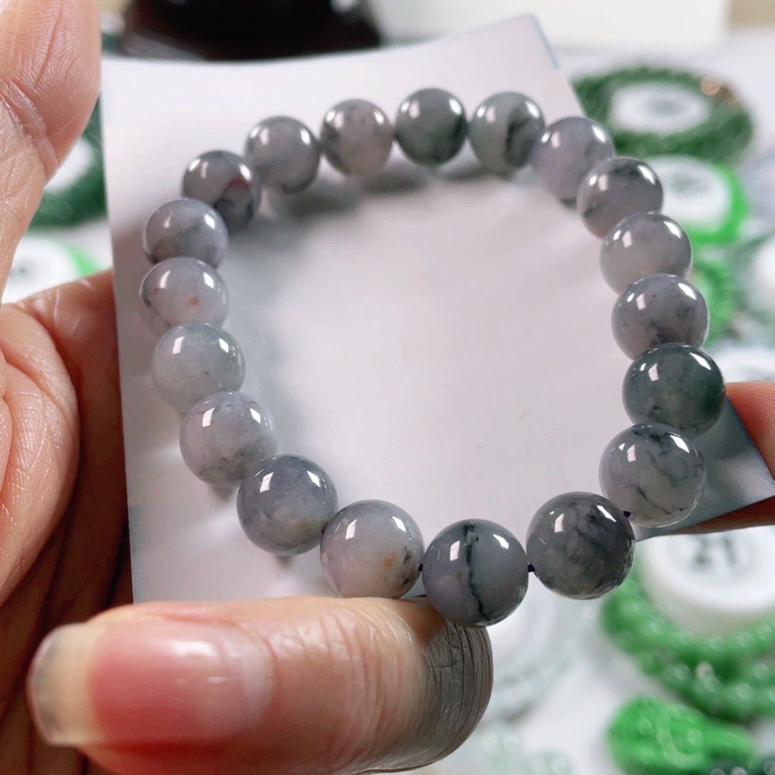 翡翠手链未镶嵌天然翡翠手串9.9mm