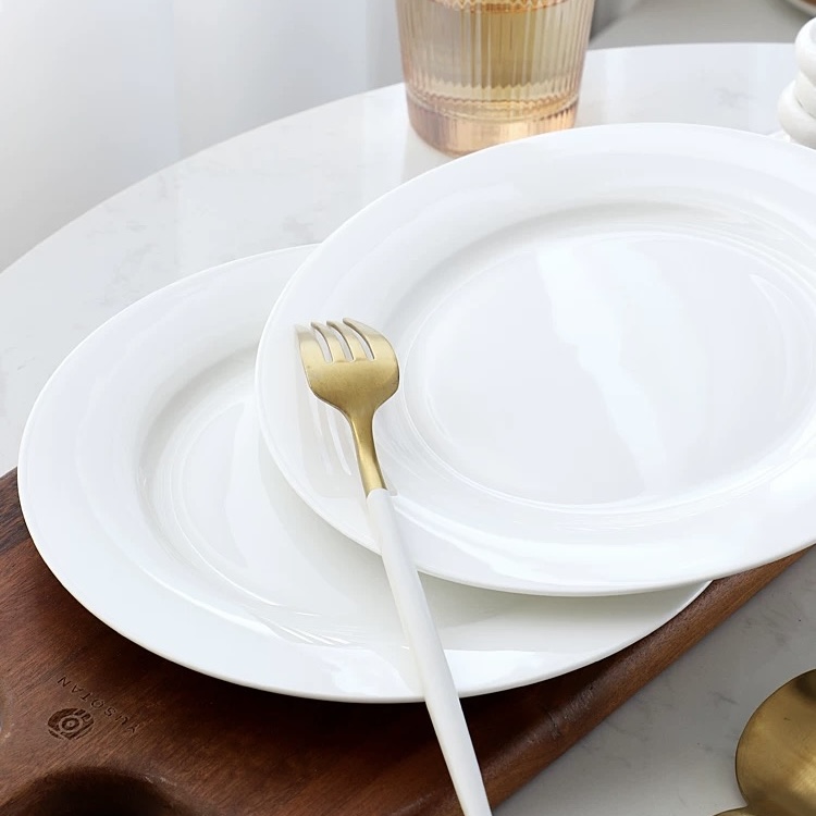 8英寸纯白骨瓷圆盘2个装