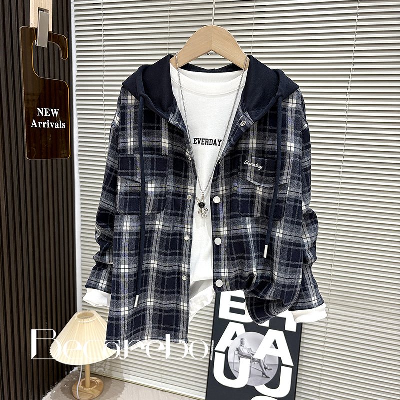 130-180【淏妈原创】青少年男童衬衫春秋款男孩中大童衣服儿童衬衣