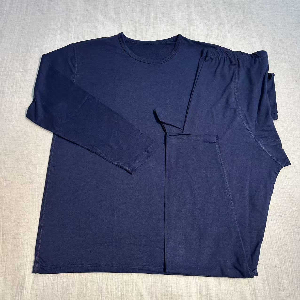 【汉麻藏青色保暖单上衣/秋裤】保暖衣秋冬加厚高克重秋衣打底