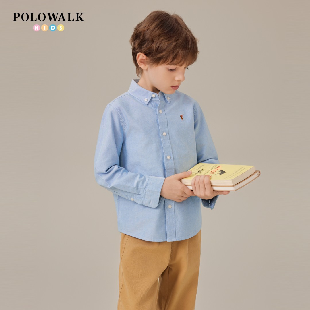 POLOWALK新品男童牛津纺长袖衬衫AXEW532E0151