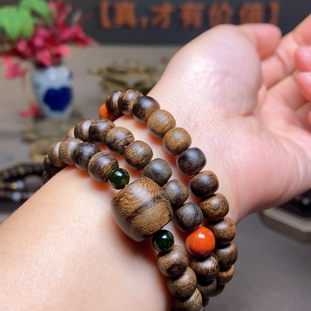 沉香手串越南芽庄瘤疤紫棋楠0.6✖️0.8➕ 配饰