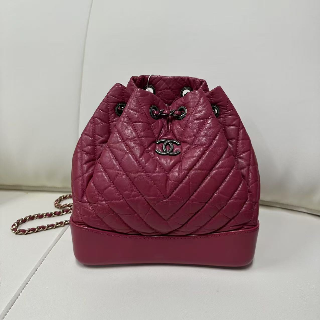 95新 Chanel/香奈儿 香奈儿红色双肩包/非真假不退补不换