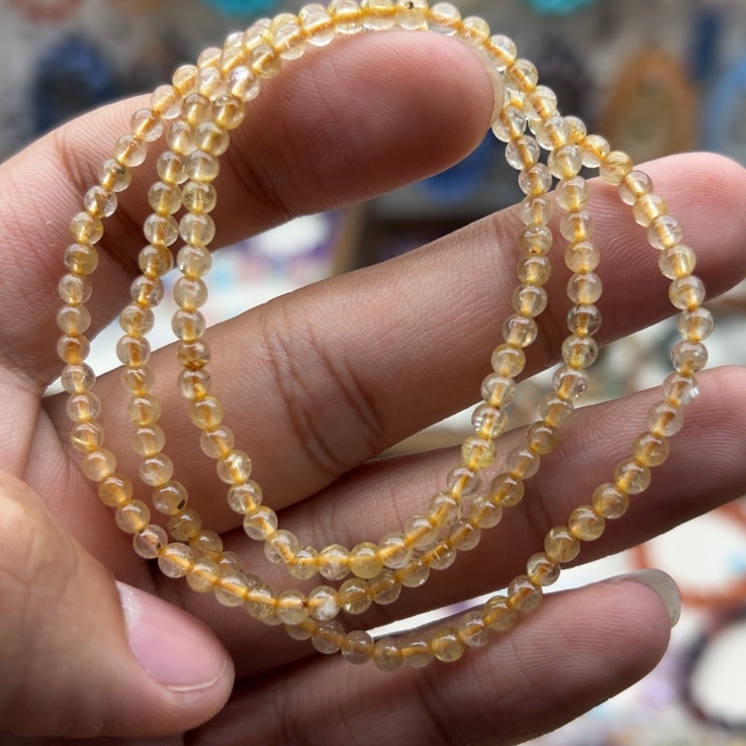 手链未镶嵌水晶3,5咪金发晶三圈